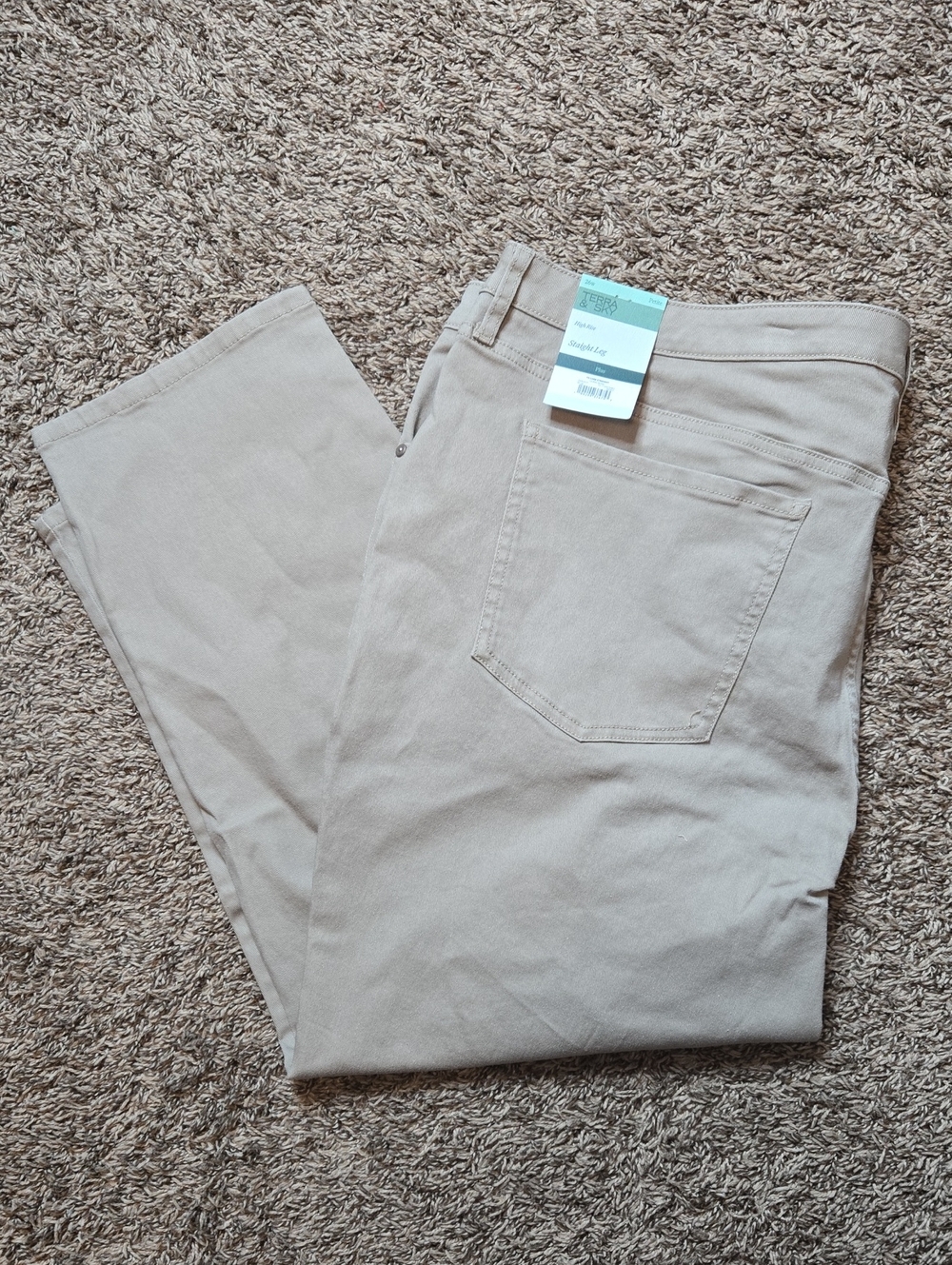 Terra & Sky High Rise Straight Leg 26 W Petite Plus Size Quinn Khaki Pants